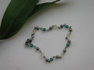 Green Glass and Antique Silver Bracelet